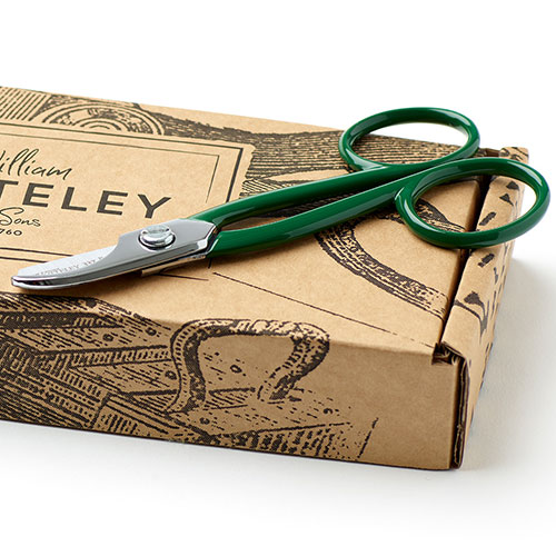 William Whiteley Garden Pruners in front view with packaging. These are specially designed blades to chop through tough shrubbery and suitable for gardening and wreath making.