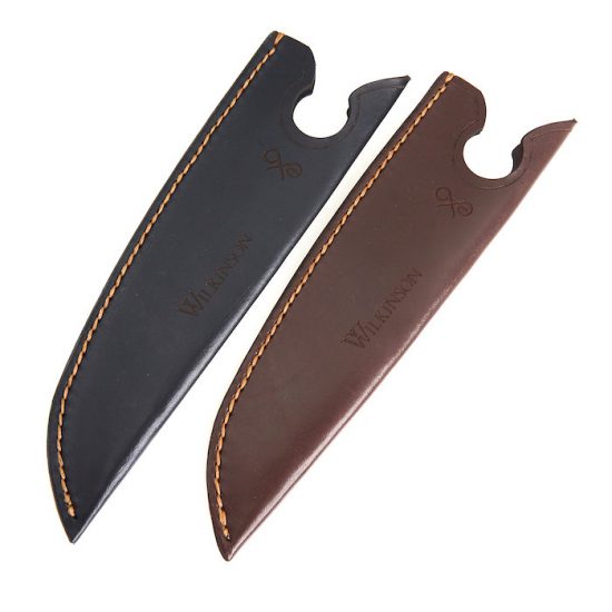 Black and Brown Wilkinson Leather Sheath in front view.