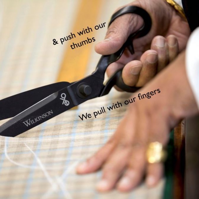 left handed scissors technique