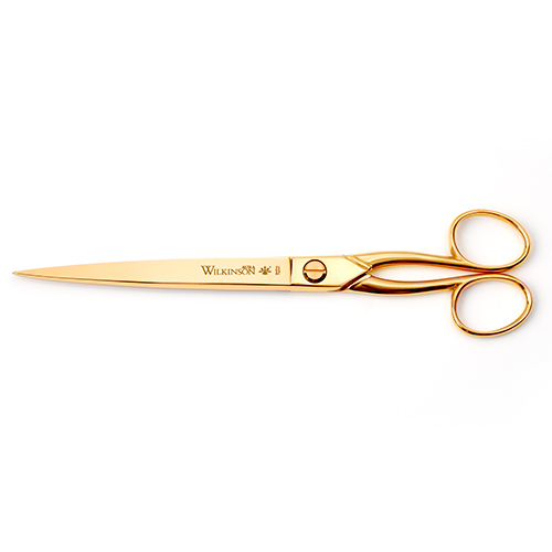 Wilkinson 9″ Gold Paper Scissors in front view.