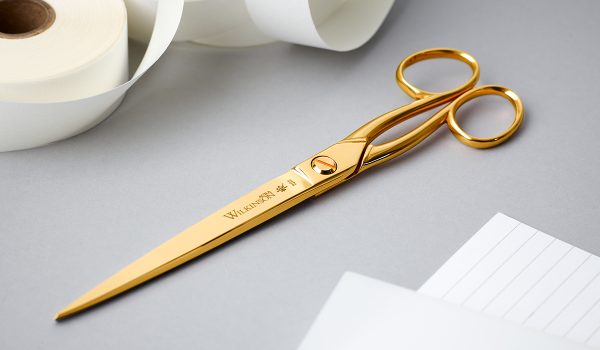 Wilkinson 9″ Gold Paper Scissors in main view.