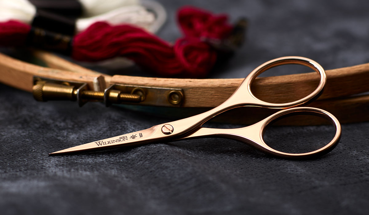 William Whiteley Rose Gold Embroidery Scissors in main view.