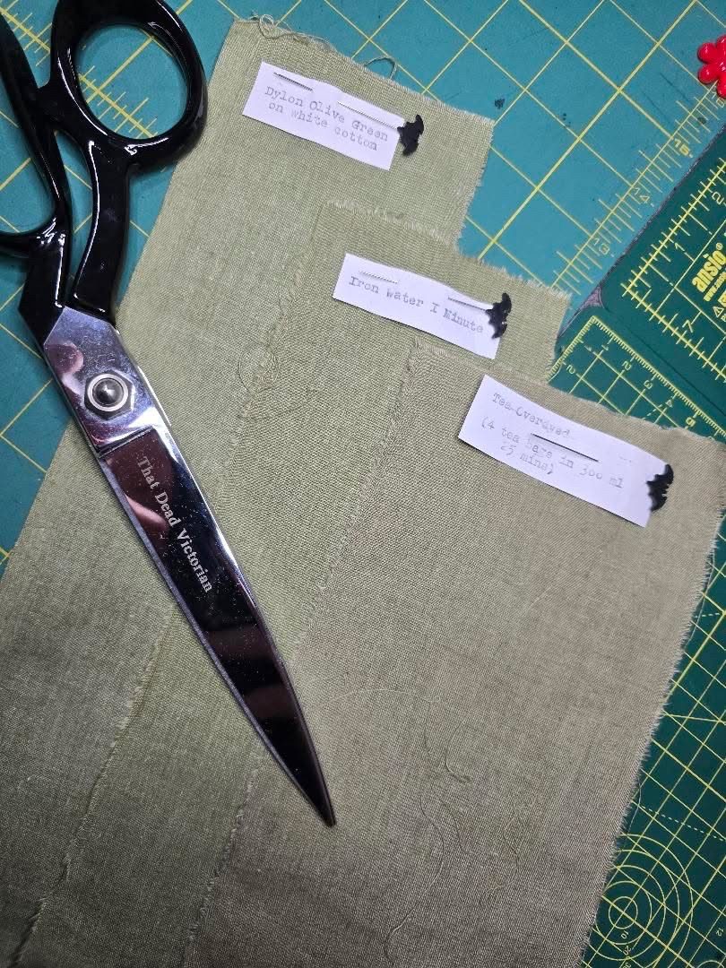 Pair of scissors next to fabric