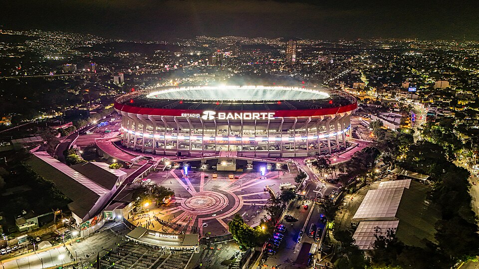 Toma aérea del Estadio Azteca tras su reinauguración de 2026.
