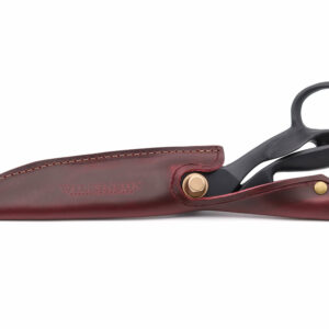 Oxblood leather sheath for 12-inch Whiteley or Wilkinson fabric and tailors shears, handmade in Sheffield