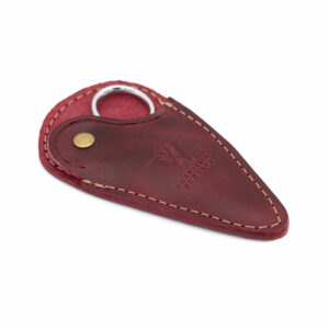 Oxblood leather embroidery scissor sheath handmade in Sheffield for Whiteley needlework scissors